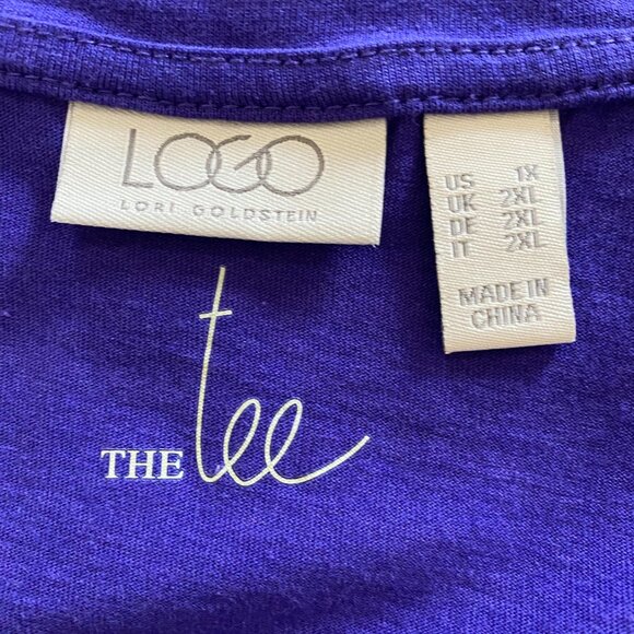 LOGO 1X Purple Cotton Modal 3/4 length sleeve Top - Picture 8 of 11